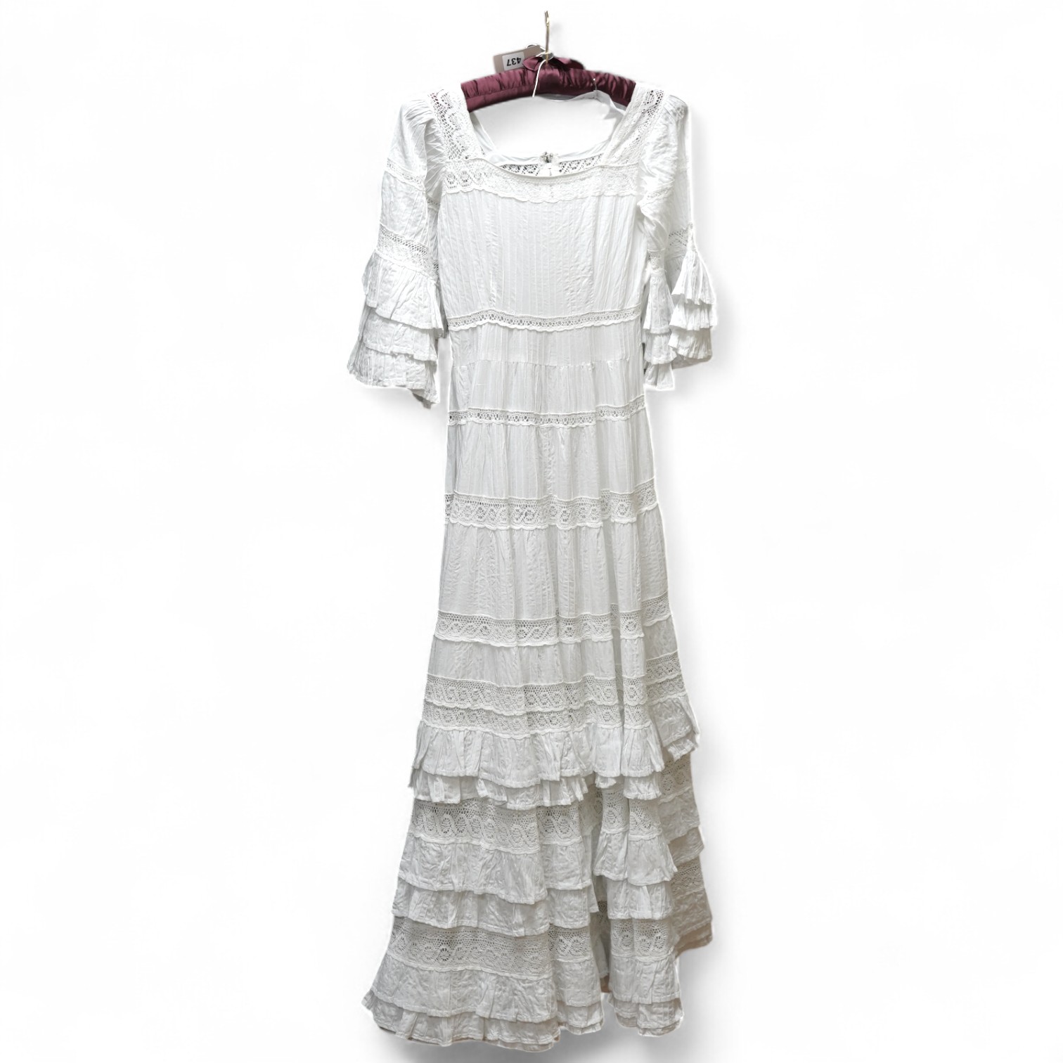 A 1980’s cotton and lace Mexicana of Sloane Street, London, wedding dress size 10